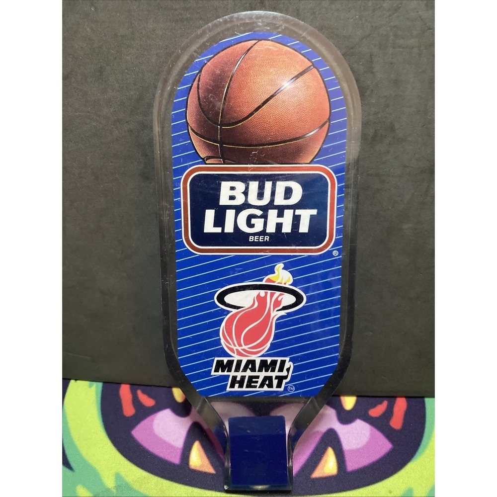 Vintage Budweiser Bud Light NBA Miami Heat Acrylic Beer Tap Handle